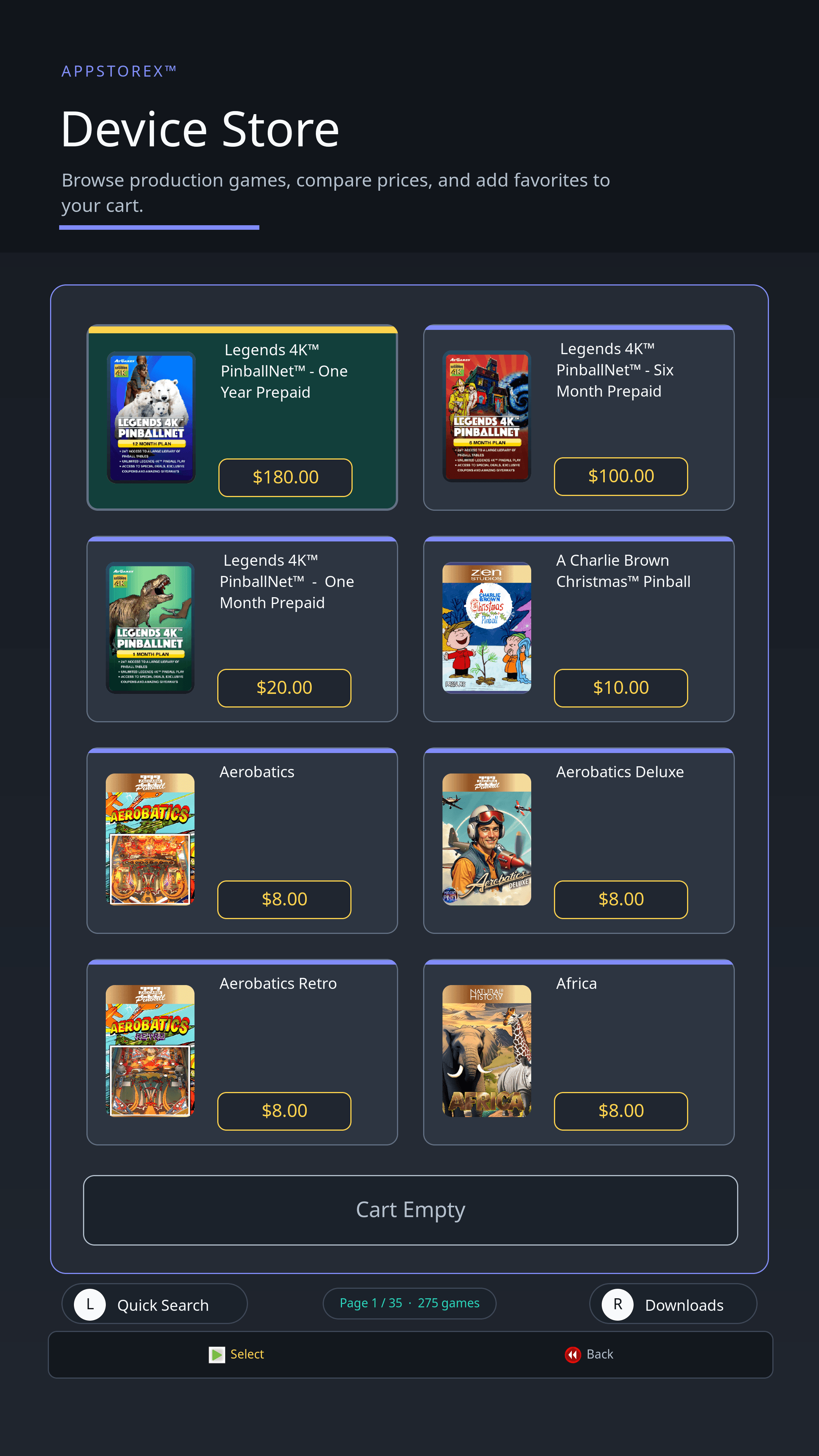 AppStoreX™ catalog in Legends Access
